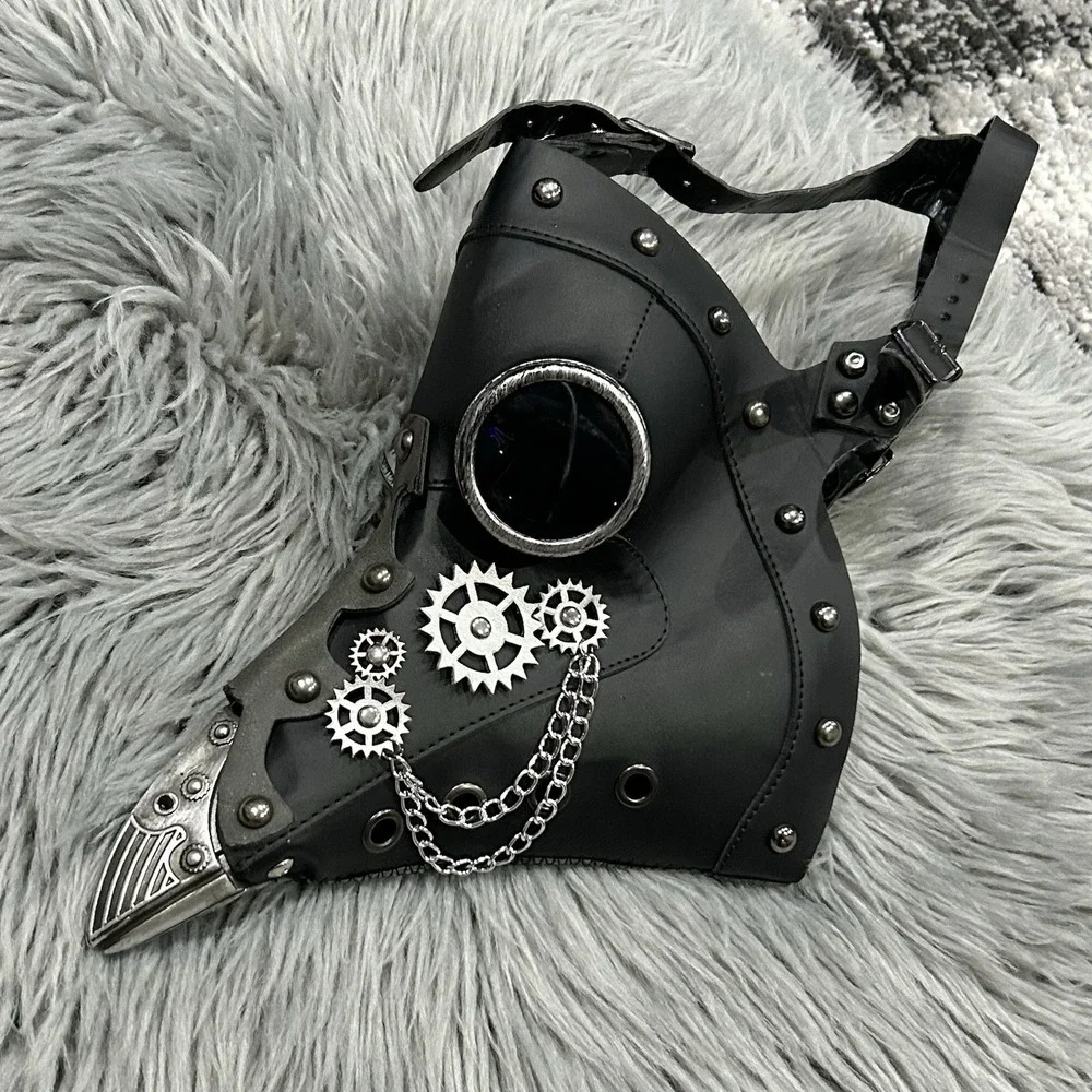 Black‎ Plague Doctor Halloween Costume Bird Nose Steampunk Cosplay Party Mask